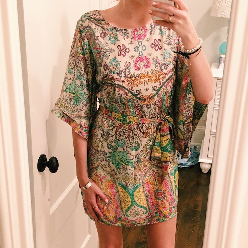 Ark & Co Silk Tie Mini Dress - Paisley Pattern